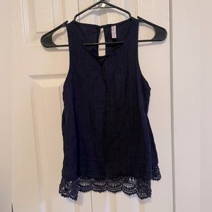 Navy blue dress tank top with lace